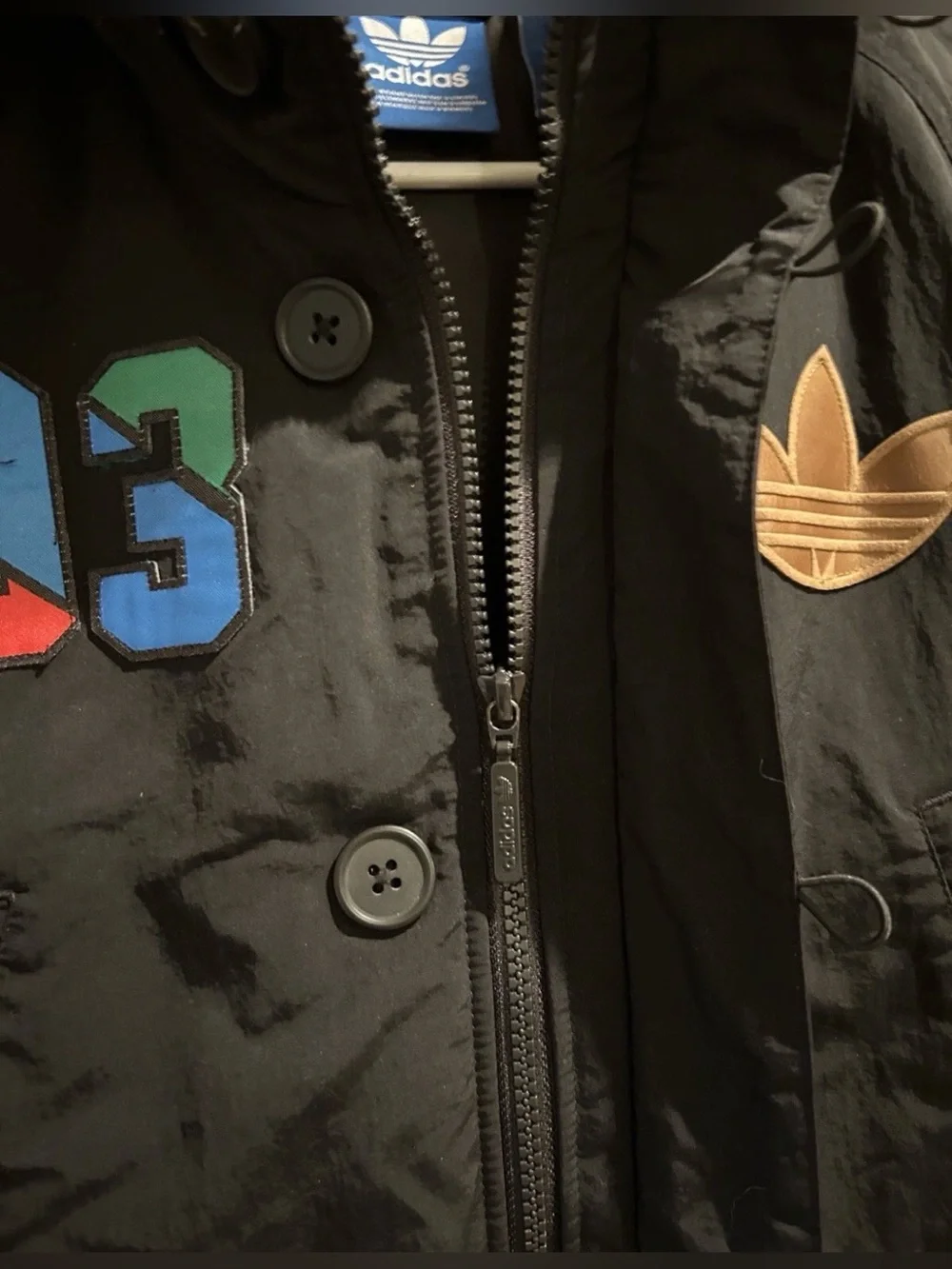 HTF Adidas Badge Down Jacket Black Size 095 Unisex Men’s Sm Wm Med EUC